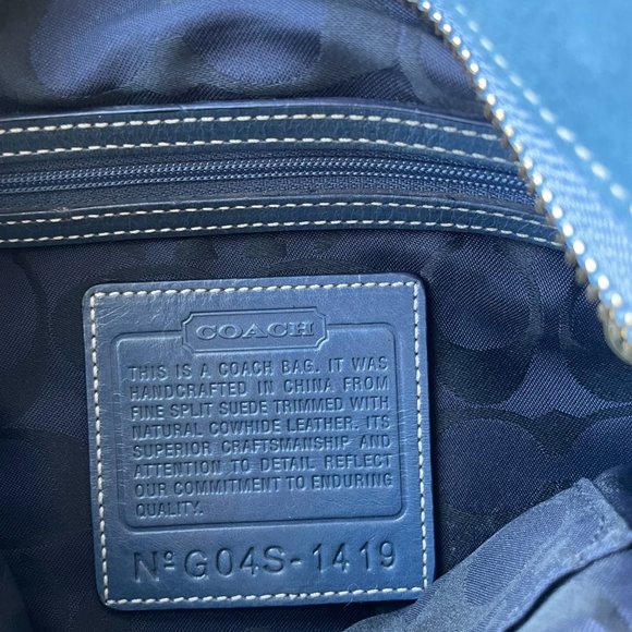 Vintage Coach Blue Suede Leather Crossbody Bag Purse Zip Top #G04S-1419 - Picture 6 of 9